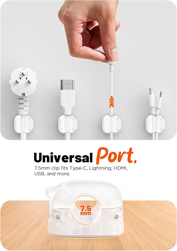 Cable Clips,12Pack Cord Holder Cord Organizer [1s Lock & Strongest Adhesive] Spring Cord Clips Phone Charger Wire Desk Cable Management Nightstand Home Office School Decor Women Desk,Transparent Clear