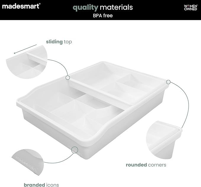 Madesmart 13-Compartment Junk Drawer Organizer with Sliding Top Tray