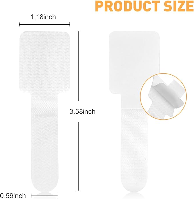 100pcs Hook and Loop Cable Straps,Under Desk Cable Management,Adjustable Cord Organizer for Desk Home Office Organization (White)