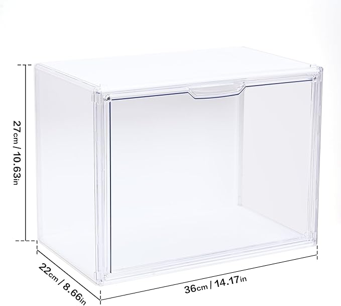 GUDEMAY Clear Acrylic Display Case with Light, Dustproof Stackable Showcase for Collectibles, Figures, Shoes, Toys & Jewelry - Plastic Storage Bins Support Voice Control Lighting