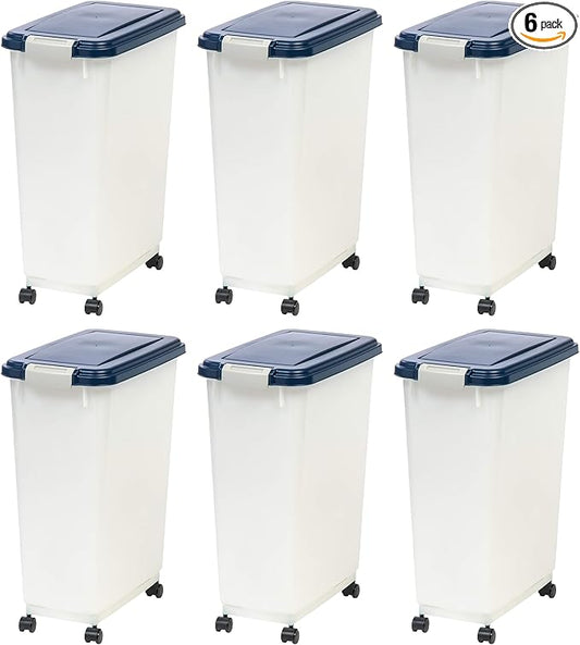 USA Airtight Dog Food Storage Container, Up to 38 lbs, Attachable Wheels, 6 Pack