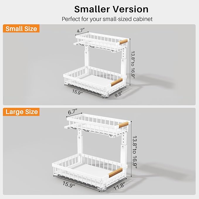 Under Sink Organizer, Adjustable Height, Small-1-Pack