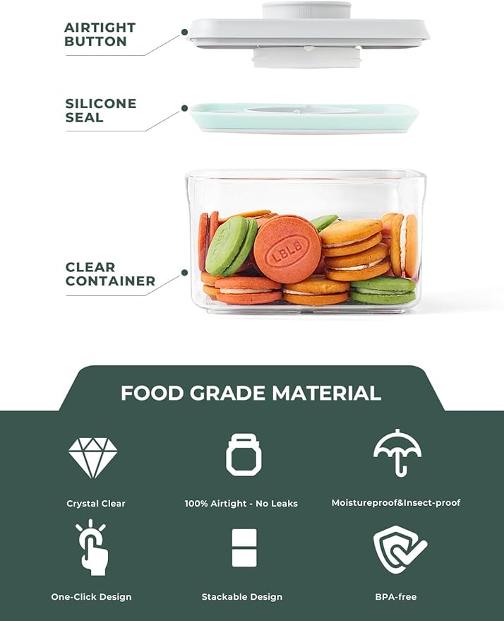 0.6 Qt Snack Containers - 3 Pack BPA-Free Mini Food Storage Canisters with One-Touch Lids, Stackable Clear Candy & Travel Containers for Pantry, Classroom & Freezer