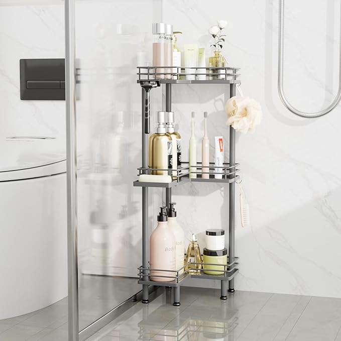 Corner Shower Caddy Standing, Grey