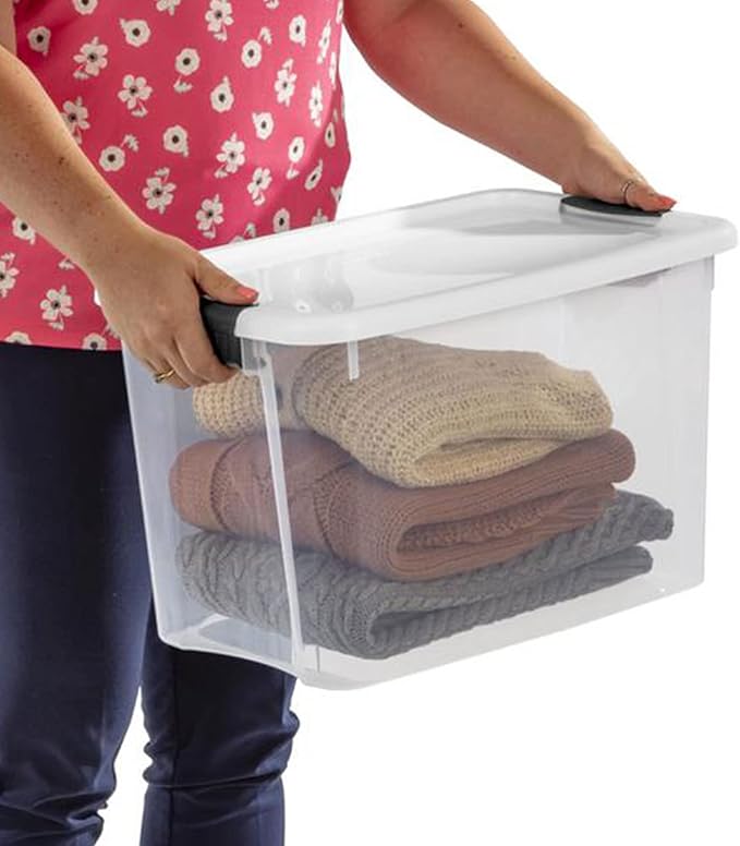 6-Pack 30 Quart Ultra Latch Box, Clear Storage Organizer Bins with Latching Lids