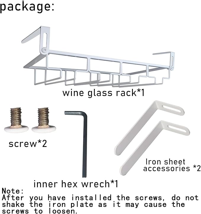 Adjustable Under Cabinet Stemware Holder - Metal Wine Glass Hanger Organizer for Kitchen, Bar, Shelf - Rustproof Hanging Storage Rack for 6-8 Glasses - Space Saving Decor (White, 4 Rows)