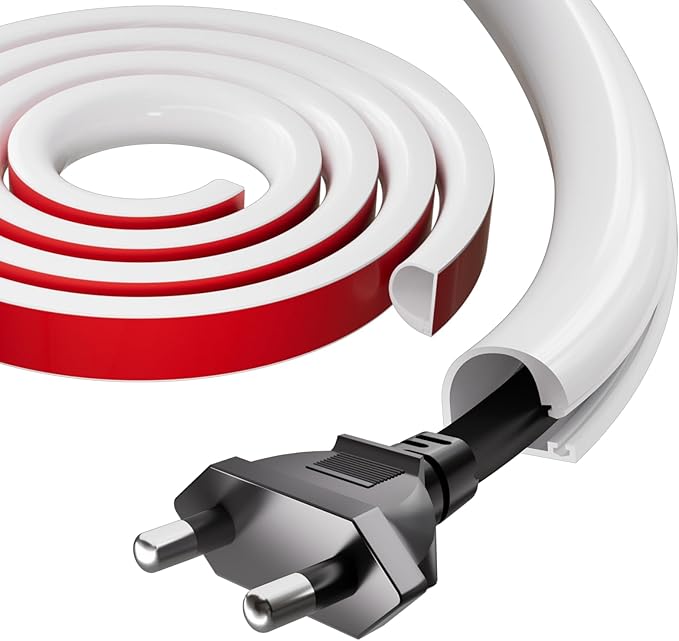 78" Silicone Cord Hider for Wall Mount TV,Self-Adhesive Cable Hider for 1 Cord(1/4" Diameter),Cable Management Under Desk,Cord Organizer,Cable Raceway Home & Office Trim,Cord Concealer Channel,White