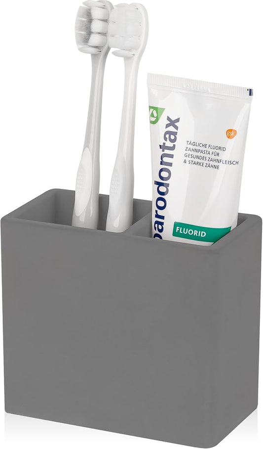 Diatomite Toothbrush Holder 2 Slots Tooth Brush Holder for Bathroom, Dark Grey