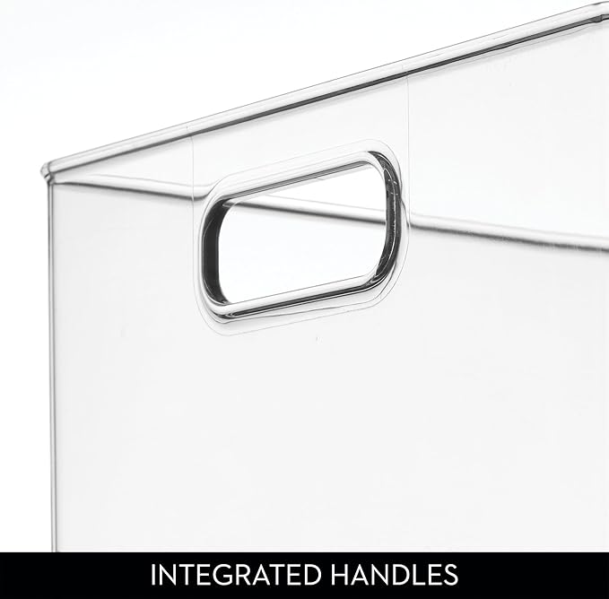 iDesign Pantry Storage Bin, Large Cube Organizer for Cabinet or Fridge, Set of 2, Clear, Made in USA