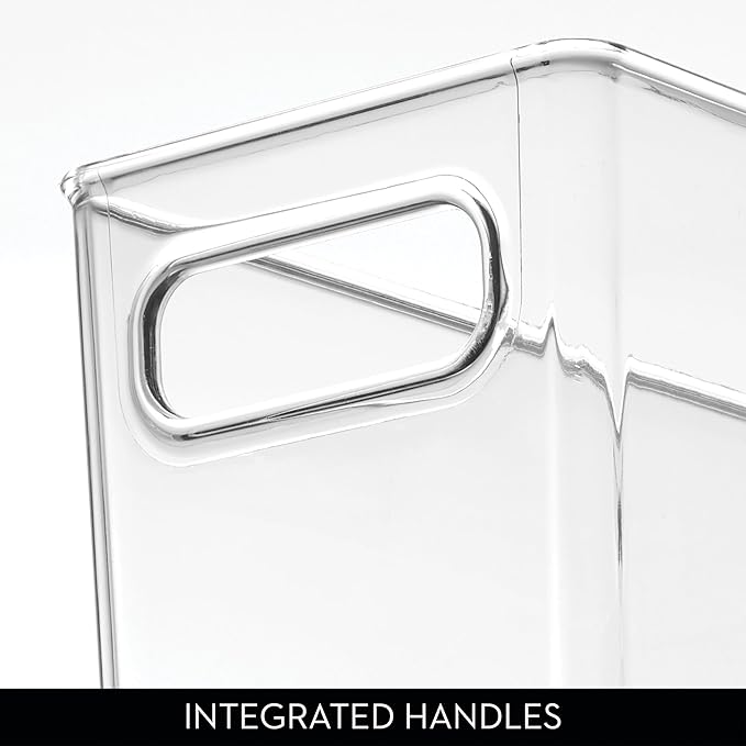 iDesign Tall Plastic Storage Bin with Handles for Fridge or Freezer - Set of 2 - Clear - Made in USA