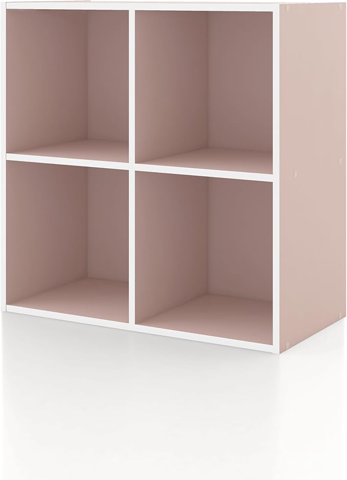 Homes, Inside + Out Apexa 4-Cube Storage Organizer Shelves, Light Pink