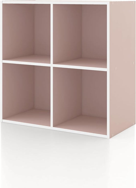 Homes, Inside + Out Apexa 4-Cube Storage Organizer Shelves, Light Pink