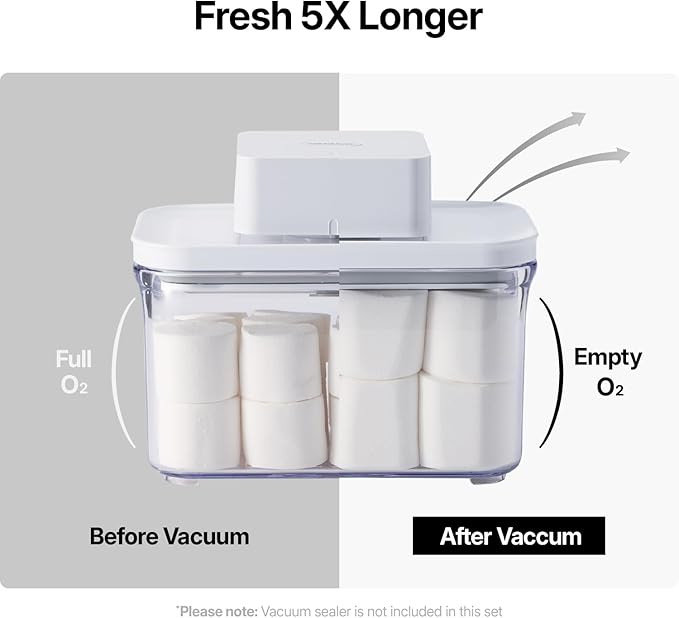 VAKUEN Premium Airtight Food Storage Containers 4-piece/Set, BPA Free, 100% Leak Proof, Keep food fresh up to 5 times longer than non-vacuum storage