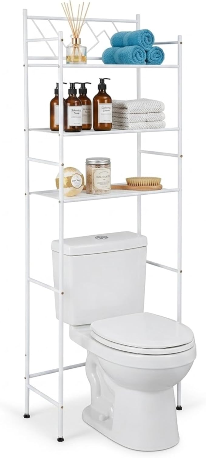 Home Zone Living Over-the-Toilet Bathroom Storage Organizer with 3-Tier Shelves