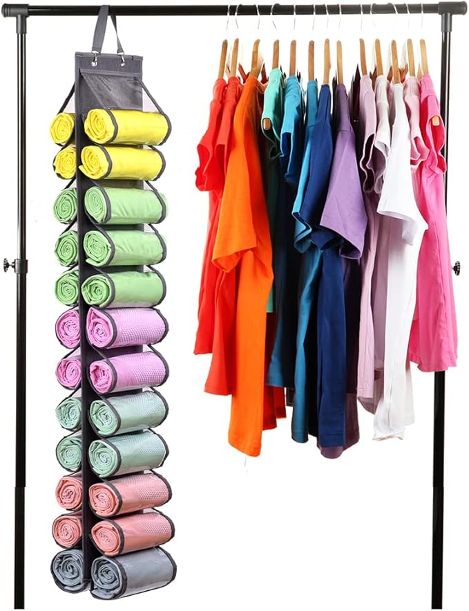 Legging Storage Bag Storage Hanger Can Holds 24 Leggings or Shirts Jeans, Grey