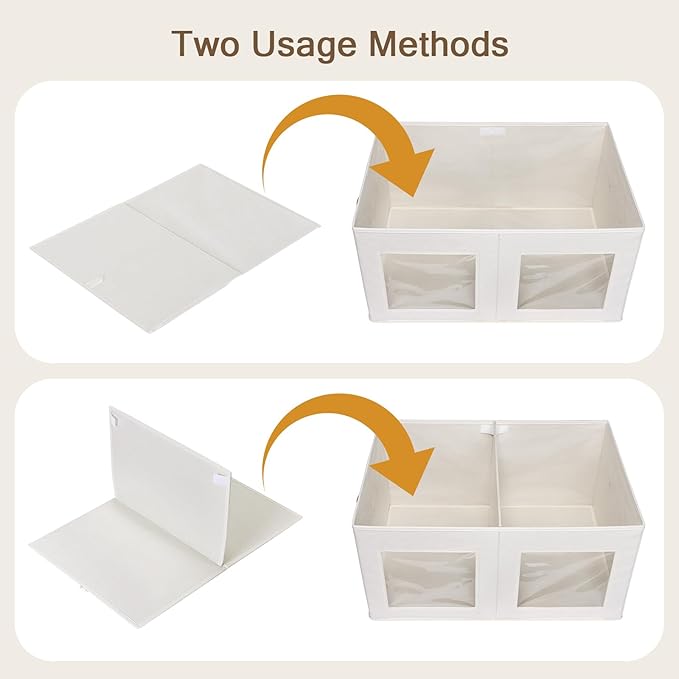 Univivi Large Storage Boxes with Lids, Collapsible Foldable Storage Bins for Clothes, [1-Pack] Fabric Storage Cubes with Handles, Closet Organizers for Home, Bedroom (Beige, 24” x 17” x 12")
