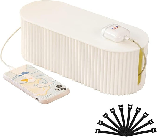Cable Management Box with 10 Cable Ties, Organizer Box for Power Strips