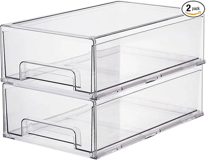 Clear Plastic Storage Drawer Organizer Bins