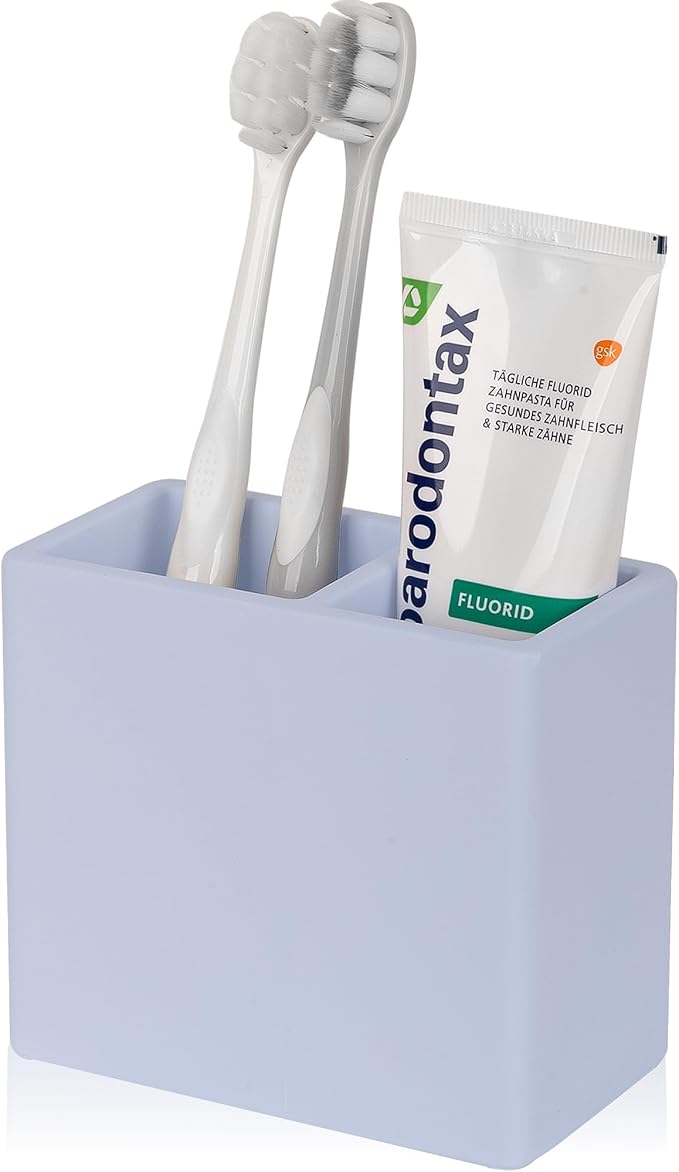 Diatomite Toothbrush Holder 2 Slots Tooth Brush Holder for Bathroom, Kids Electric Toothbrush and Toothpaste Organizer for Countertop, Shower, Vanity, Blue