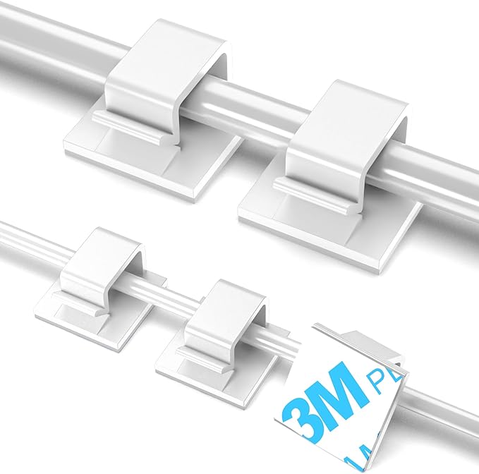 100 PCS Adhesive Cable Clips White (Small & Large)