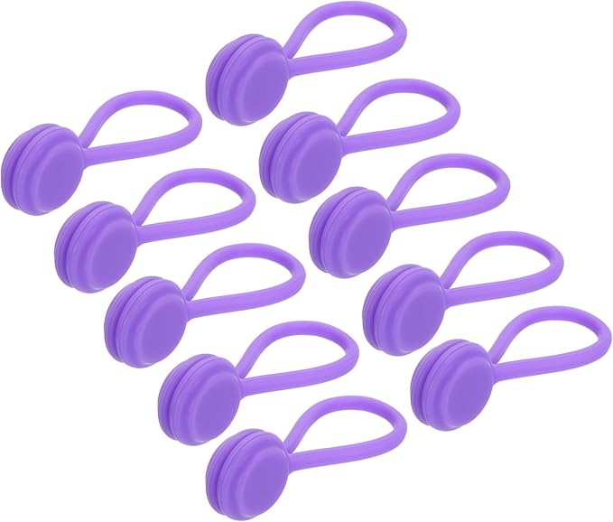 MECCANIXITY Magnetic Cable Clips 4.3 Inch x 0.6 Inch Purple Magnetic Cord Organizer Cable Ties Reusable Twist Ties for Home, Kitchen, Office, 10 Pcs