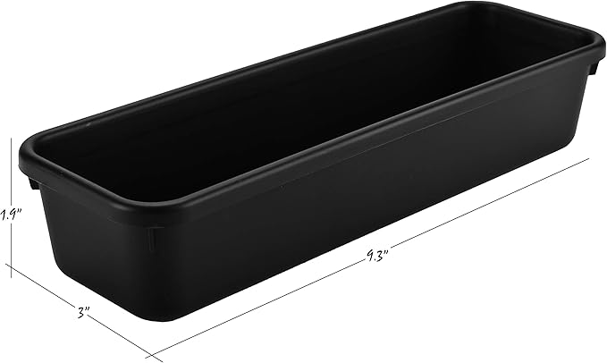 Interlocking Drawer Organizer Bins, Durable Plastic, Black | 8-Piece Set
