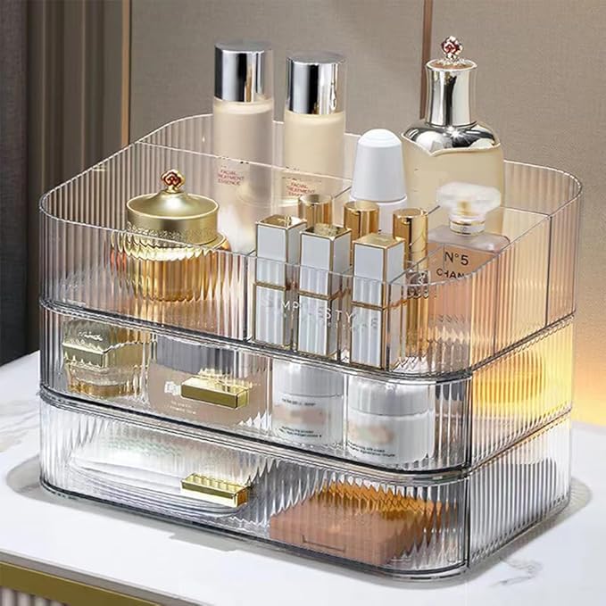 Makeup Organizer with Stackable Drawers, Nail Care -Clear
