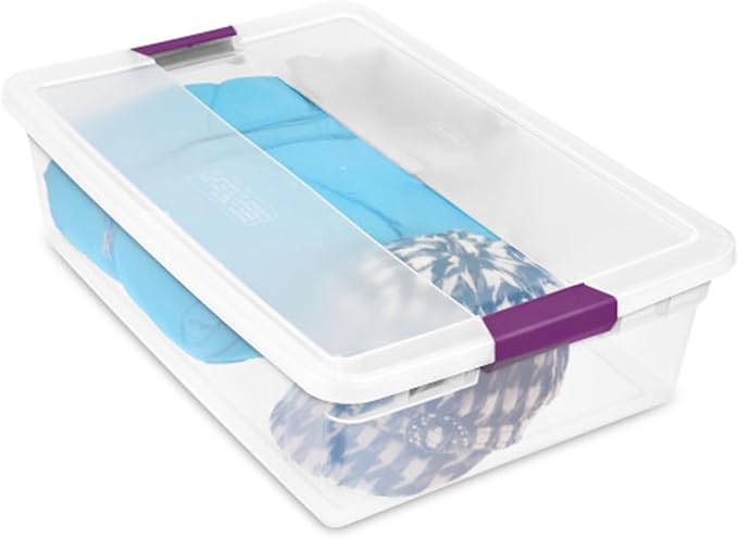 32 Qt ClearView Latch Storage Box, Stackable Bin with Latching Lid
