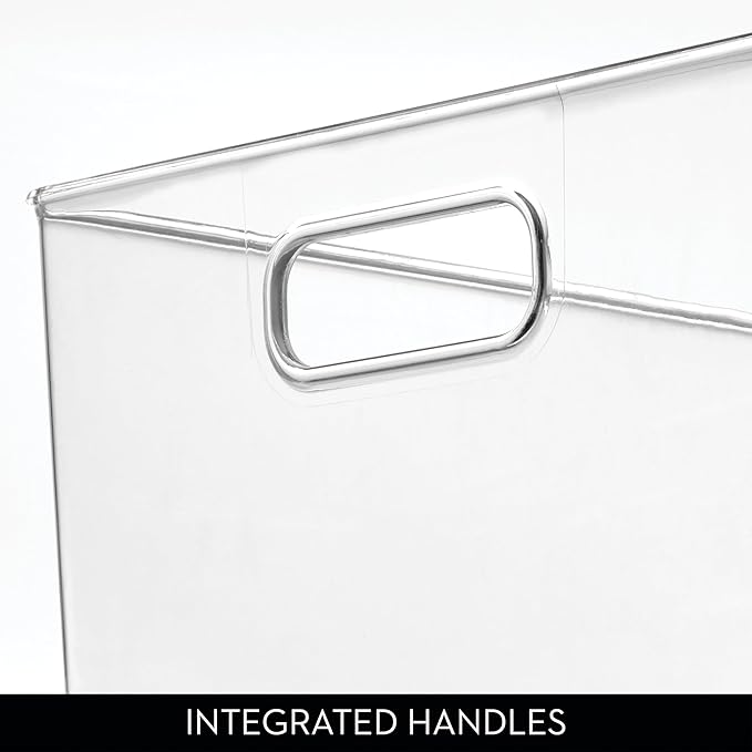 iDesign Storage Bin with Handles for Kitchen, Bathroom, or Home Office, Set of 2, Clear, Made in USA