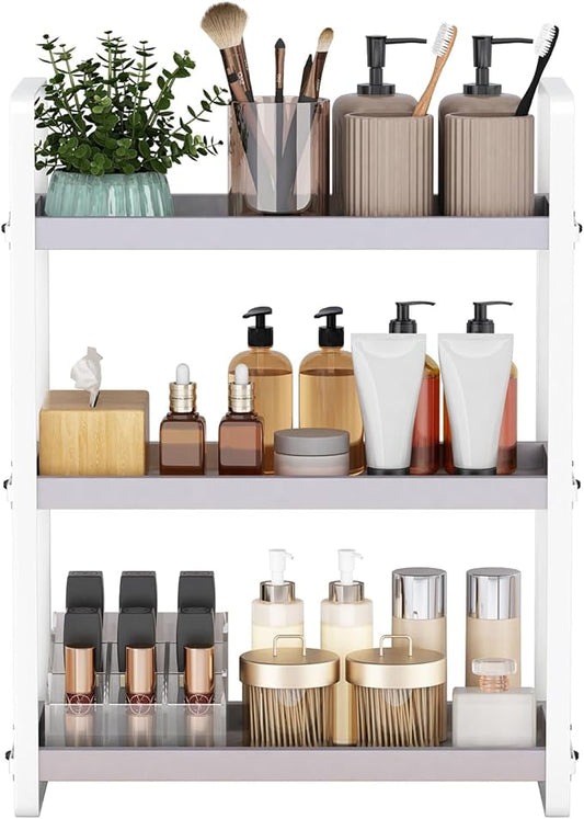 Bathroom Counter Organizer, Bathroom Countertop Organizer, Grey 3 Tier