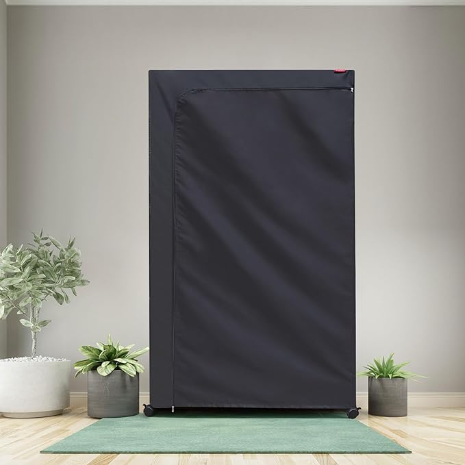 Waterproof Wire Shelf Cover – Dustproof Rack Cover with Two-Way Zipper, Fits 48" W x 18" D x 82" H Metal Shelving for Garage, Basement, Closet or Laundry Room (No Shelves,Black)