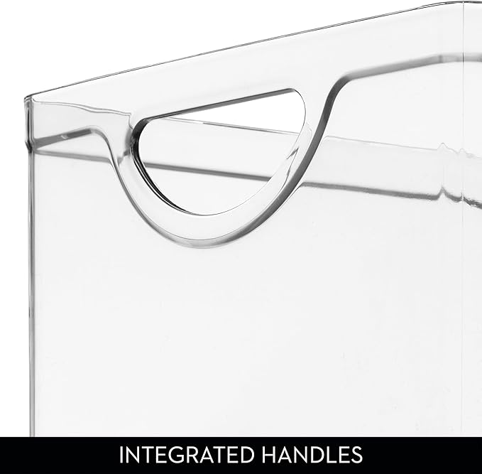 iDesign Plastic Stackable Kitchen Cabinet Storage Bin with Handles - Clear Pantry Organizer (Pack of 4)