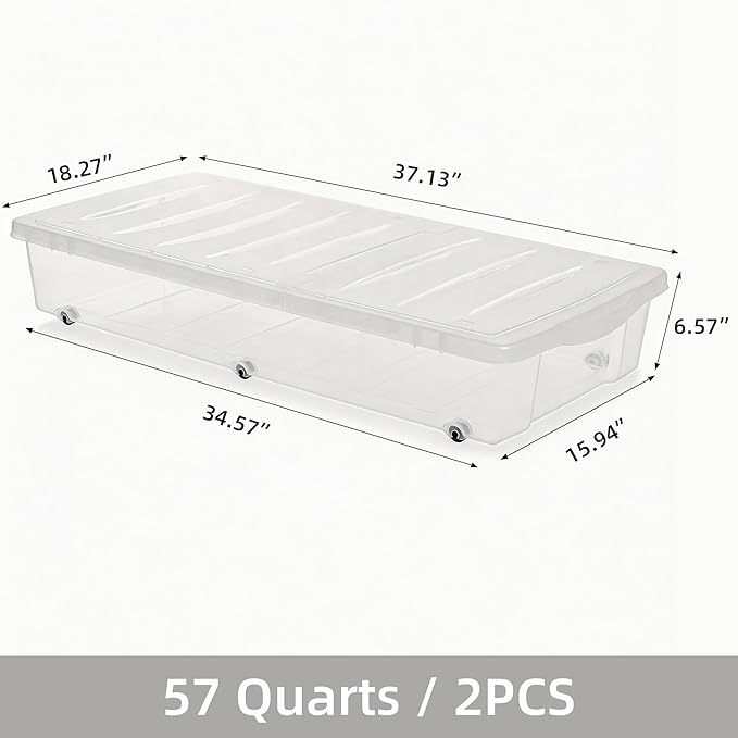 Citylife 57 QT Plastic Storage Bins with Double-Opening Lids
