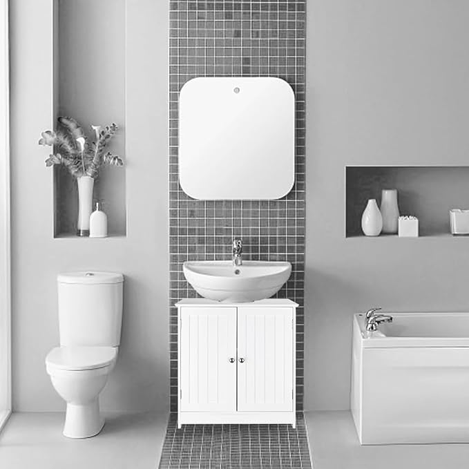 Pedestal Under Sink Storage Bathroom Vanity with 2 Doors Traditional Bathroom