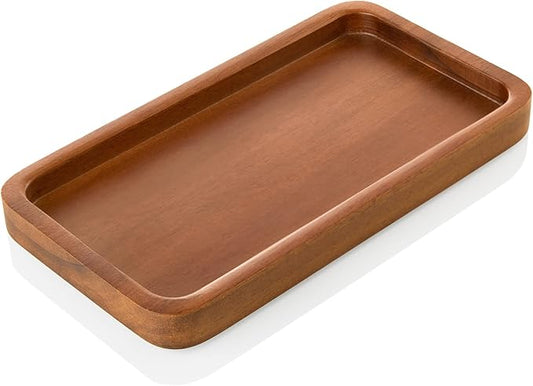 8" Acacia Wood Bathroom Vanity Tray for Counter
