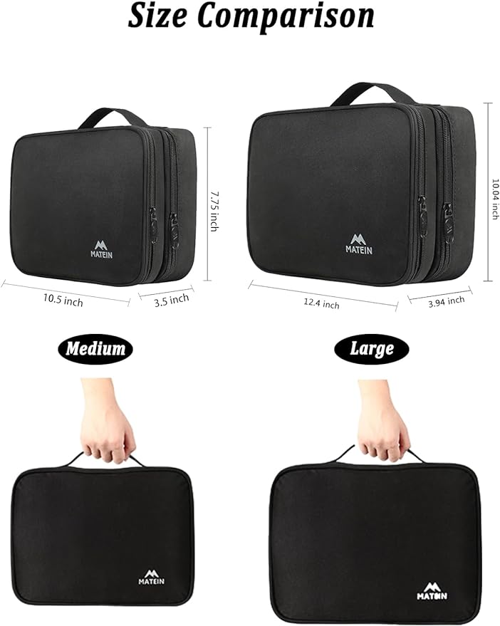 MATEIN Electronics Organizer Travel Case, Water Resistant Cable Organizer Bag for Travel Essentials, Gifts for Men, Storage Bag for Camera Accessories, Phone, Cord & Tablet, Black
