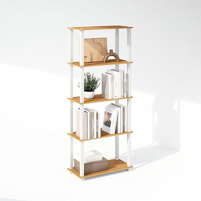 Furinno Turn-S-Tube Storage Shelves Set of 2, 3-Tier Book Shelf, Beech