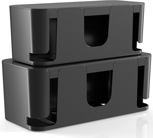2 Pack Cable Management Box, Stylish Black Cable Management