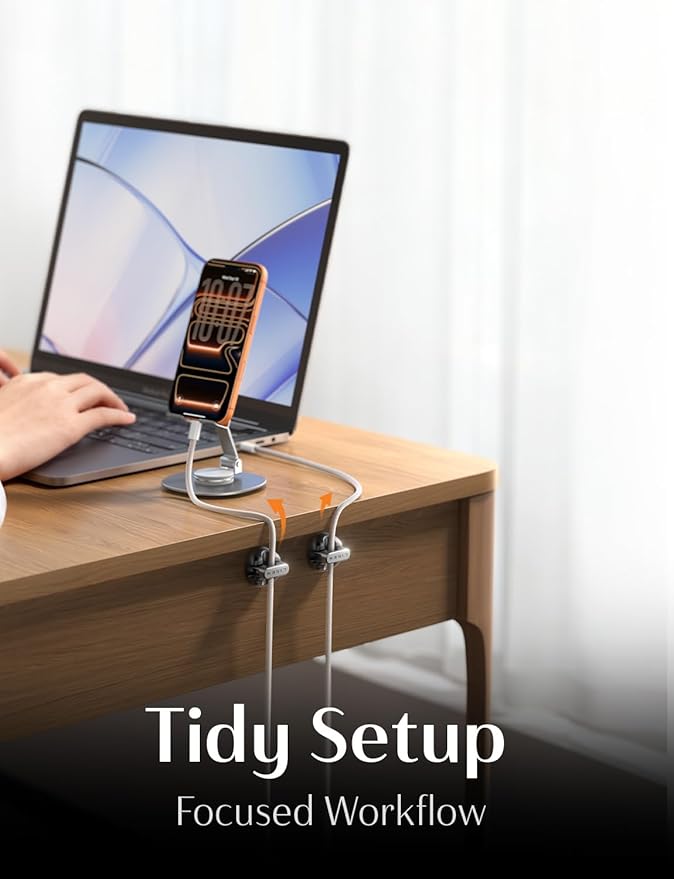 LISEN Magnetic Charging Cord Holder 8-Pack Charging Cord Organizer [1S Click-in], Easy Open Cable Holder with Strong Adhesive, Cable Management Clips Neatly for Nightstand, Desk, Home, Office, Car