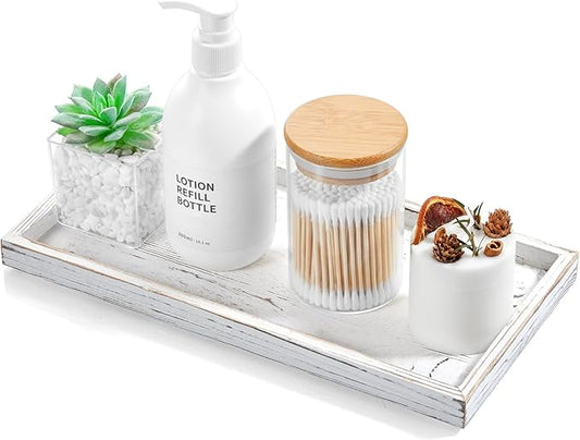 11.7" White Bathroom Vanity Tray for Counter