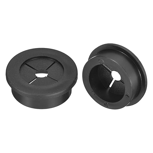 uxcell 2 Pcs Cable Cord Grommet, 1-3/16 Inch (30mm) Desk Grommet Flexible Rubber Grommets Wire Hole Cover Pass Through for Office Computer Desk Wire Organizer, Black