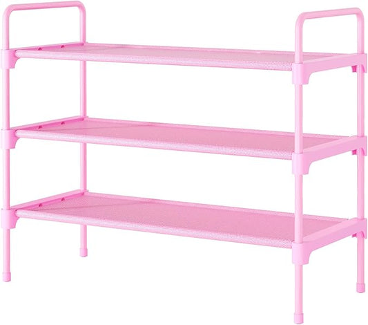 Shoe Rack for Closet, Sturdy and Long-Lasting Shoe Shelf, Pink
