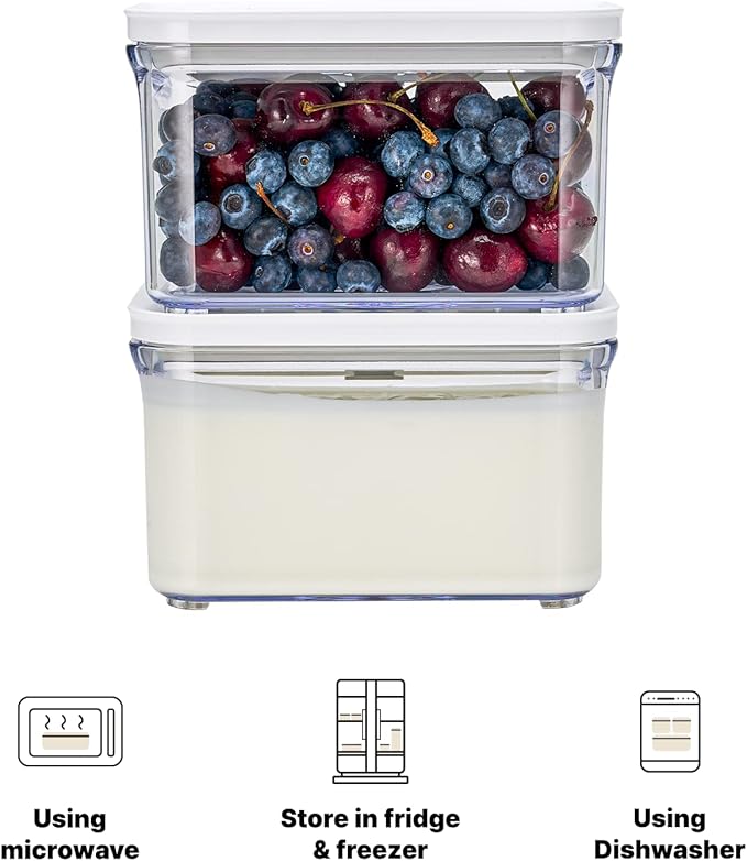 VAKUEN Premium Airtight Food Storage Containers, Rectangular 2PC(1.06qt), Smart One-Click Seal Lid, No Hinges, Patented Double Silicone Lining, 100% Leak Proof, BPA-FREE, Dishwasher, Microwave Safe