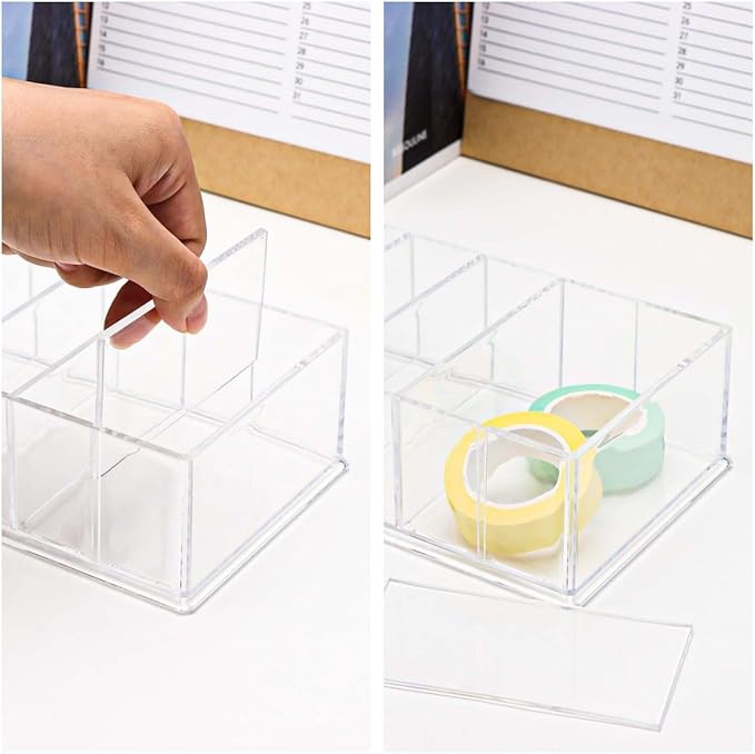 Clear Drawer Organizer 6-Section Desk Compartment Acrylic Tray Holder