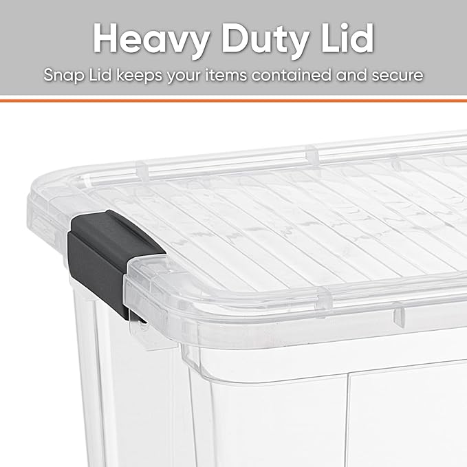 Superio Small Clear Plastic Storage Bin with Lid, 11 Qt, Non-Toxic, BPA Free, Odor Free, Organizer Storage Box, Stackable Plastic Tote for Home, Garage, School, and Office