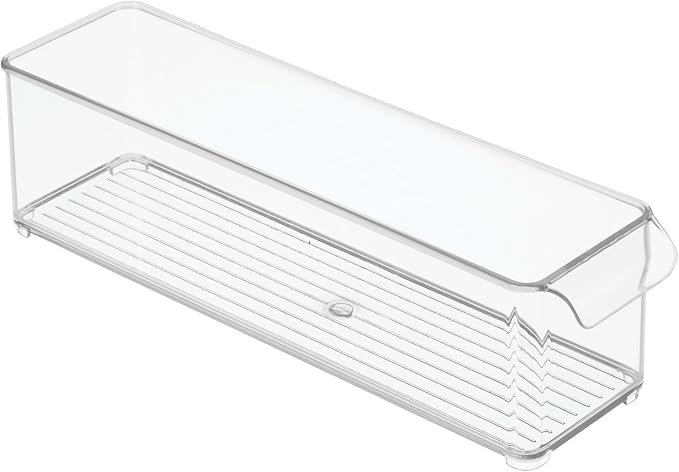 iDesign Stackable Fridge or Freezer Storage Bin with Front Handle, Set of 6, Clear, Made in the USA