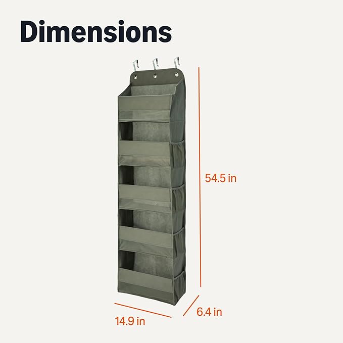Amazon Basics 5 Tier Over the Door Hanging Shoe Organizer, Large Capacity