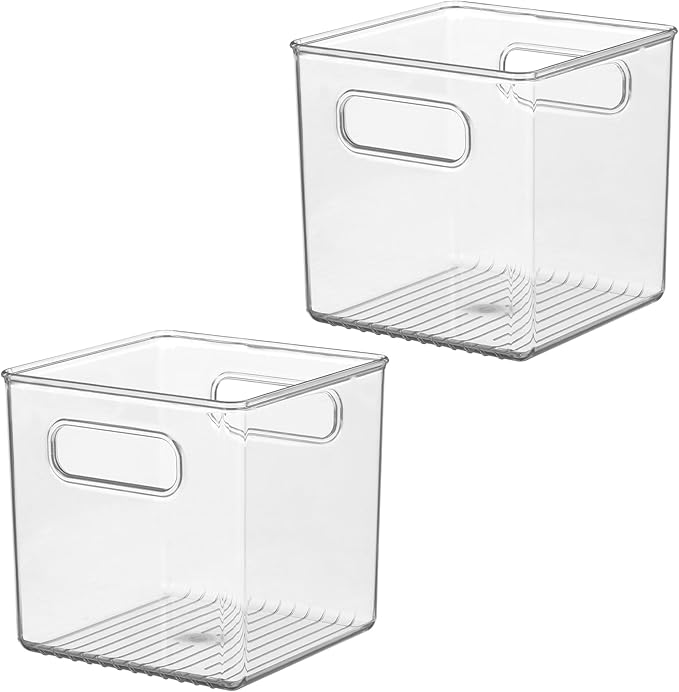 Pantry Storage Bins with Handles, Cube Organizer Bins for Cabinets or Fridge