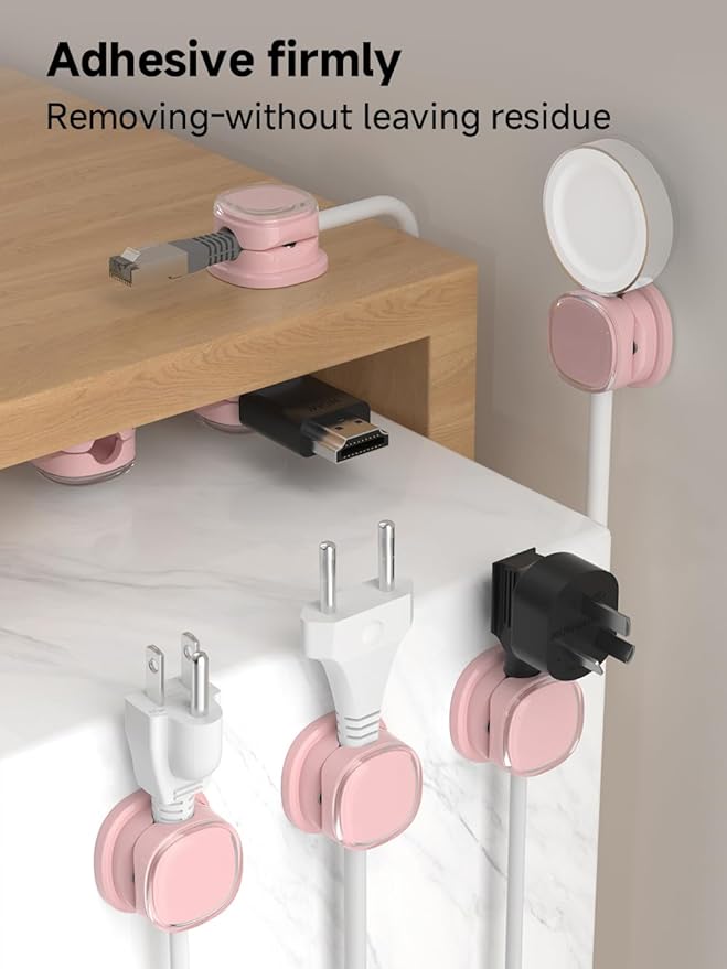 Magnetic Cable Clips, Adjustable Cord Holder Management, 9-PCS Purple