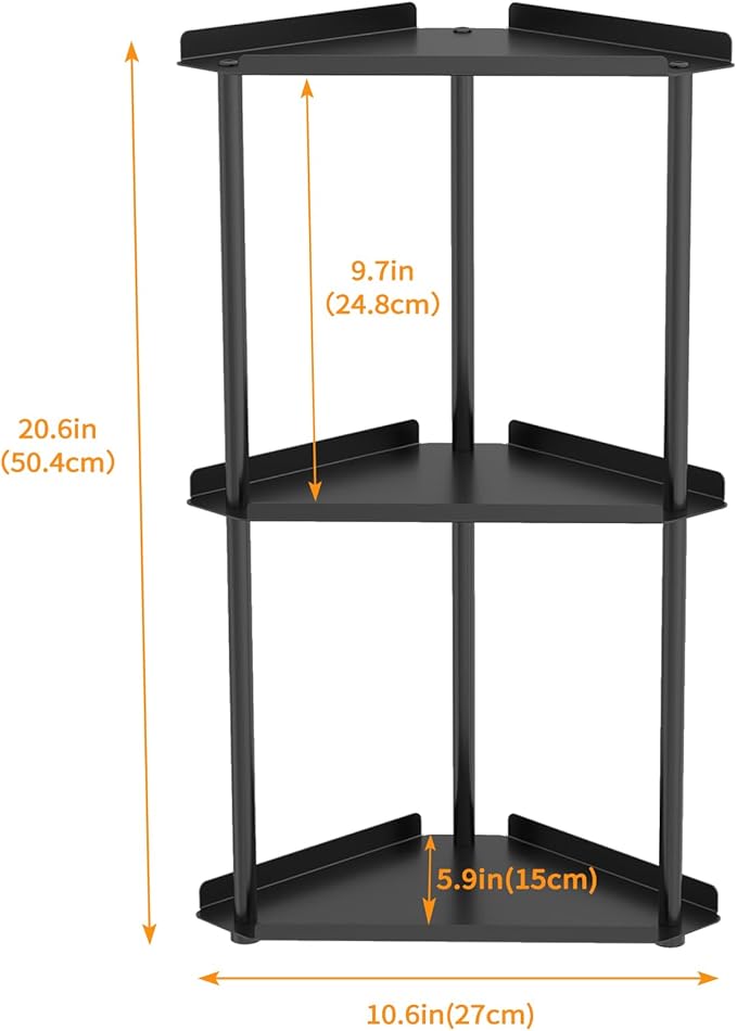 3 Tier Bathroom Counter Organizer, Vanity Organizer Corner Shelf, Black